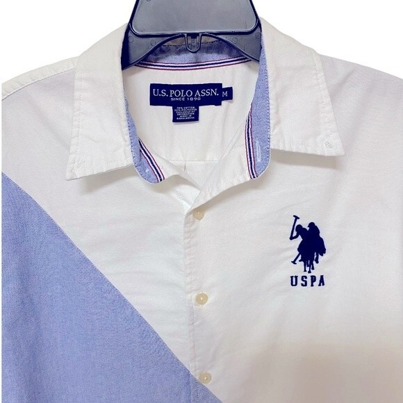 U.S. Polo Assn. Men’s Short Sleeve Colorblock Oxford Shirt - Picture 3 of 6